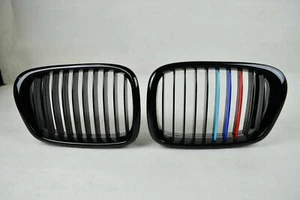 Fit for 97-03 BMW E39 SEDAN FRONT GRILLS GRILLE GLOSSY BLACK With ///M COLOR - Picture 1 of 5