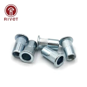 Tuercas arrugadas de acero al carbono chapadas en zinc cabeza plana roscada inserto de remache tuerca de remache - Imagen 1 de 6