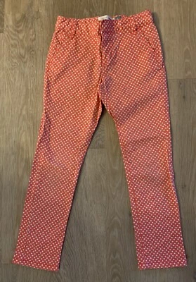 Old Navy Girl’s Size 8 Orange & White Polka Dot The Pixie Straight Leg Pants - Image 1 of 4