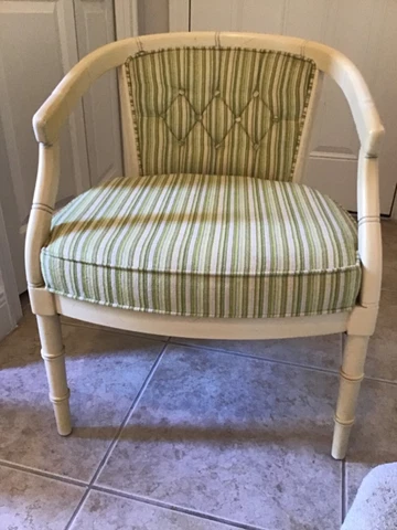 MCM Yellow cushioned Faux Bamboo Armchair EUC Cover