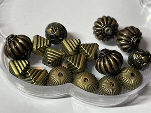 17 x Antique Bronze Tibetan, Melon, Pyramid, Rondelle Separator Beads 8-14mm - Picture 1 of 5