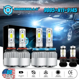 6X H11 9005 9145 LED Headlight Fog Bulbs for 2009-2018 Dodge Ram 1500 2500 3500 - Picture 1 of 12