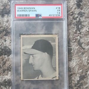 1948 Bowman #18 Warren Spahn Boston Braves - Rookie Card - PSA 1.5 Fair 
