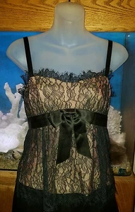 Nanette Lepore Neu Nude Gefüttert Schwarz Spitze Spaghettiträger Top Gr. 2 - Bild 1 von 6