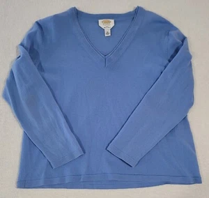 Talbots Plus-size 1X Merino Wool V-neck Sweater Lightweight Baby Blue Color GU - Picture 1 of 5