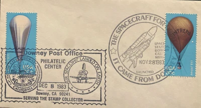 EARLY SHUTTLE STS-9 COLUMBIA  2 FANCY CANCEL DOWNEY LAUNCH & RETURN 1983 - Image 1 of 4