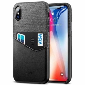 Estuche oficial de Metro ESR ranura para tarjetas tela cuero PU negro gris para iPhone XR - Imagen 1 de 17