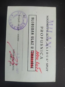 Hajduk – Milan 13.02.1980 football soccer match ticket pass Bordeaux - Picture 1 of 1