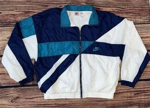 VTG NIKE White Tag Full Zip Colorblock Windbreaker Jacket Blue Size Large L 90’s - Picture 1 of 10