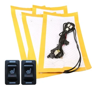 Car Seat Carbon Fiber Heated Cushion Seat Heater Pad Rectangle Switch Kits 12V y - Picture 1 of 5