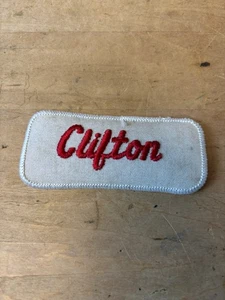 Vtg 70s CLIFTON Sew On Embroidered Clothing  Uniform Name Patch RED & WHITE - Picture 1 of 3