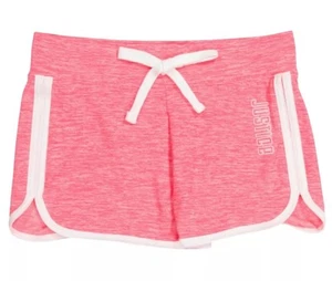 Justice Girls Dolphin Shorts Pink Size 12 Lightweight Polyester Stretch Logo - Picture 1 of 11