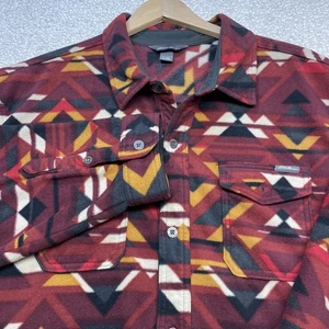 Eddie Bauer Shacket Herren 2XL Fleece Western Knopfleiste Burnt Orange Azteken weich - Bild 1 von 7
