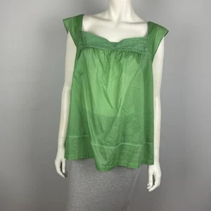 Piper Plus Size 24 Singlet Cami Top Blouse Square Neck Green Light Weight Cotton - Picture 1 of 12