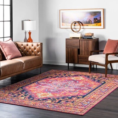 nuLOOM Jaclyn Bohemian Medallion Area Rug in Pink, Orange Multi