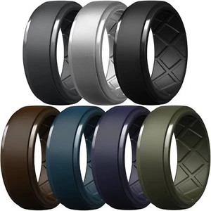 Men's Silicone Rings 10mm Wide 2.5mm Thick Rubber Wedding Bands Multipack 1/4... - Picture 1 of 6