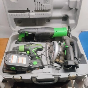 Kawasaki 19.2V Tool Set Drill 2 Saws 2 Batteries Charger & Case - Tested & Works - Picture 1 of 4