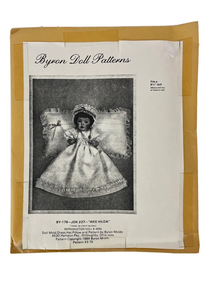 Patrones de muñecas Byron 1984 Wee Hilda BY-178 muñeca 9-1/4" patrón de ropa vintage Foto 1 de 3