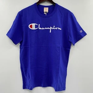 Champion Men's Big Script Crew Neck T-Shirt Reverse Weave Blue Jay sz S NWT - Picture 1 of 6