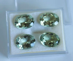 16 x 12 mm ovaler facettierter natürlicher grüner Amethyst Prasiolith Halbedelstein - Bild 1 von 5