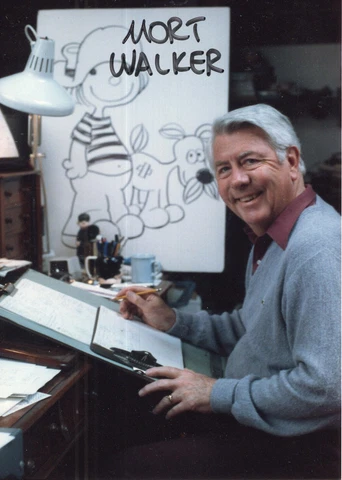 MORT WALKER HAND SIGNED 3x5 COLOR PHOTO+COA          BEETLE BAILEY CARTOONIST Cover