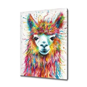 Alpaca Abstracto Colorido Estampado en Lona Imagen Colgante de Pared Hecho a Mano Estampado Artístico - Imagen 1 de 10