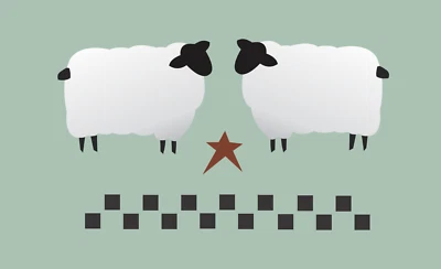 Stencils by Joanie 3" Prim Sheep Farmhouse Check Border Star DIY Craft Signs - Image 1 of 4