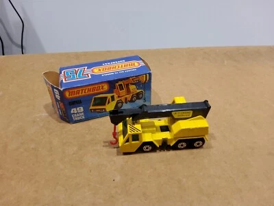 1976 Matchbox 75 Superfast No.49 Crane Truck Yellow black A1 Crane Service - Image 1 of 4