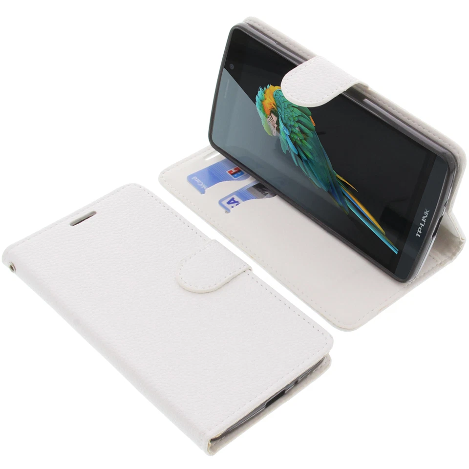 Tasche für TP-Link Neffos C5 Max Book-Style Schutz Hülle Handytasche Buch Weiß - Bild 1 von 4