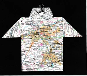 Camisa Mapa Origami Pennsylvania, Harrisburg, York, Mechanicsburg, Elizabethtown - Imagen 1 de 2