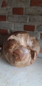 Teakholz Kugel Skulptur Romantik Kunst Natur Garten Deko Ball Unikat Bali - Bild 1 von 8