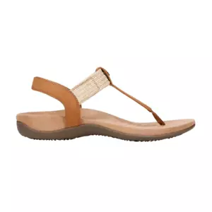 Vionic Brea Damen-Sandale mit Absatz – camelfarbenes Nubukleder, Orthesenstütze & Sty - Bild 1 von 8