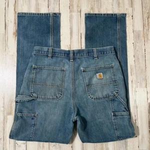 Vintage 90s Carhartt Thrashed Blue Denim Carpenter Canva Cargos Mens 34 x 34 - Bild 1 von 6