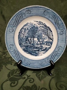 Currier & Ives "The Old Schrotmühle" Vintage 10" Speiseteller Royal China Blau - Bild 1 von 7