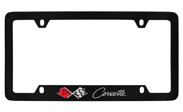 Chevrolet Chevy Corvette C2 Top Black Coated Metal License Plate Frame Holder - Image 1 of 1
