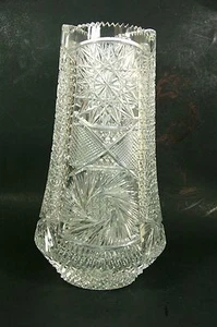 Vintage Cut Crystal Vase Artist Signed Large Brilliant Glass Vase - Bild 1 von 12