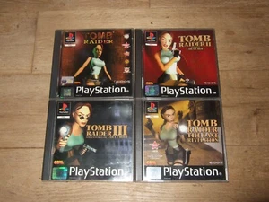 TOMB RAIDER 1, 2, 3 & REVELATION ORIGINAL BLACK PLAYSTATION 1 PS1/PS2 PS3 GAMES - Picture 1 of 2