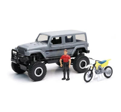 New-Ray Toys 1:18 Scale Suzuki Dirt Bike set With Jeep Wrangler 37446A — 第 1/4 张图片