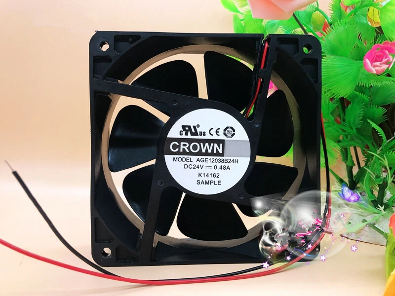 CROWN AGE12038B24H 24V 0.48A 3200rpm 12038 12CM 2-pin inverter cooling fan - Image 1 of 3