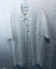 VTG Lagenlook Womens Button Blouse S/S White Linen Mother Of Pearl  20 22 3XL