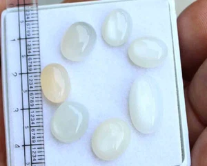29.10 CT Natural White Moonstone Oval Cabochon Loose Gemstone Lot 9.5*16 MM - Bild 1 von 4