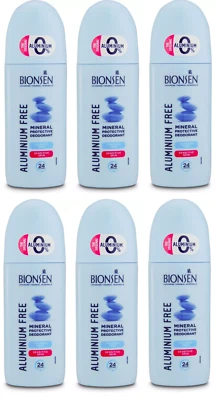 6x Bionsen Aluminum-Free Deodorant Pump Spray (6x100ml) for Sensitive Skin
