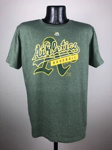 Men's Majestic Oakland Athletics MLB Heather Green First Dual Blend Shirt NWT S - Picture 1 of 4