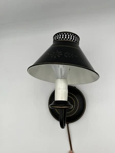 Toleware Wandlampe Wandleuchter Vintage schwarz French Country Primitive Gilbert NY Metall - Bild 1 von 12