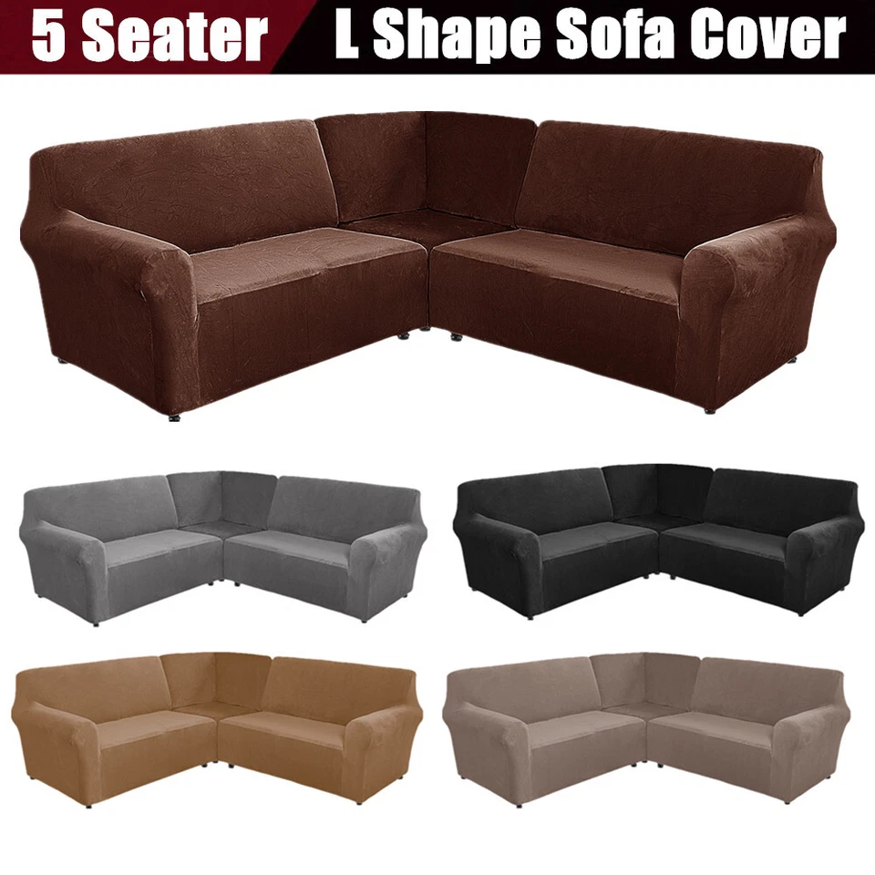3-Teiliger Sofabezug Ecksofa 5/7 Sitzer Sofabezug L Form Couch Samt Überzüge DE - Bild 1 von 1