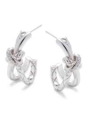 Judith Ripka Earrings Hoops Braided Sterling Silver White Topaz Aura NWT - Image 1 of 4