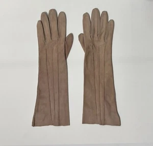 Dolce & Gabbana Goatskin Gloves Size 7 New without Tags Mid Arm Length Taupe - Picture 1 of 6