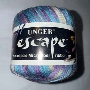 Vintage Unger Ribbon Yarn - ESCAPE - #116 Blue/Purple - 50g, 77yd rayon - Picture 1 of 8