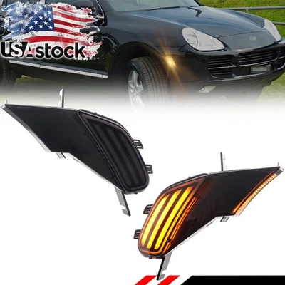 Smoke Lens Amber LED Front Side Marker Lights For 2003-2006 Porsche Cayenne 955 - Image 1 of 4