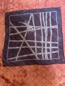 Hermes Petit Carre 45 Bolduc Ribbon Chiffon Scarf Silk Navy W/Tags No Box Used. - Picture 1 of 6